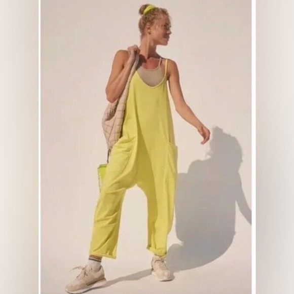 Free People Movement Hot Shot Jumpsuit In Neon Yellow Sz L